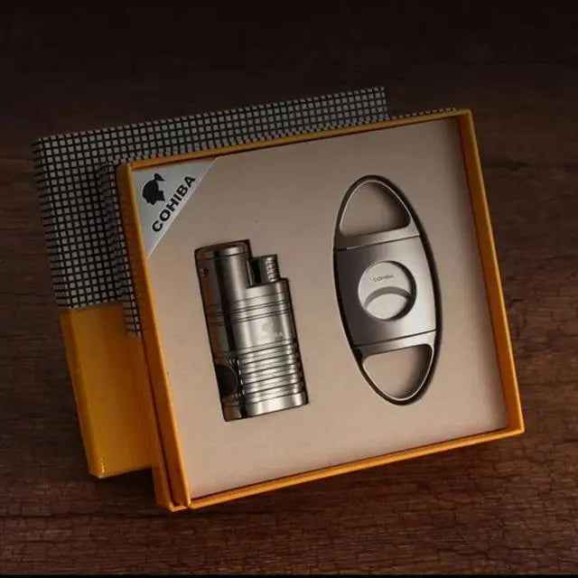 Briquet et Coupe-Cigare COHIBA-REDFIRE 4 torches